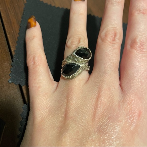 Double Adore Ring | So Pretty Cara Cotter | Onyx & Silver | size 5 - Picture 3 of 5